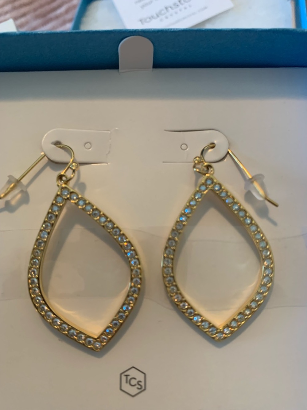 Touchstone Crystal Gold Open Teardrop Pavé Earrings - Picture 3 of 3